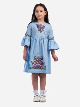 Дитяча сукня-вишиванка для дівчинки Edelvika 298-22/09_blue 104 см Блакитна (2100000599240)