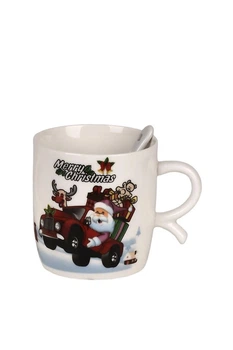 Новогодняя чашка "Merry Christmas" в комплекте с ложкой цвет разноцветный No Brand ЦБ-00286410