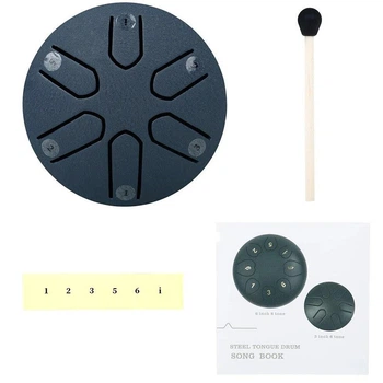 Мини глюкофон ручной язычковый барабан на 6 нот Tongue Drum Navy Blue