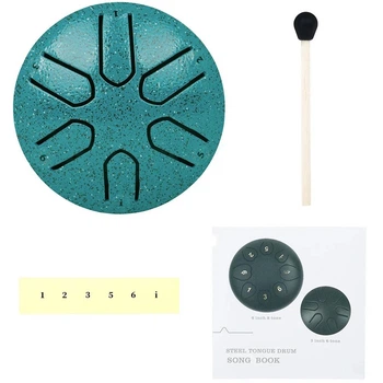 Мини глюкофон ручной язычковый барабан на 6 нот Tongue Drum Green