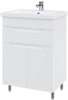 Тумба напольная MEBLIBUD Eva 60 с 2-мя дверцами, ящиком и умывальником Cers 60 см белая
