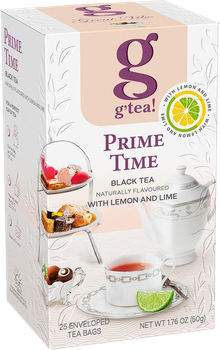 Чорний чай з ароматом лимона та лайма g'tea! Prime Time 25 пакетиків в індивідуальних конвертах