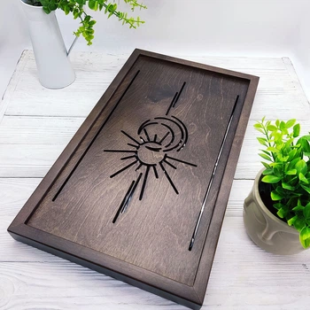 Велика дерев'яна чабань «Сонце і місяць» Шоколад (54 × 31,5 см)