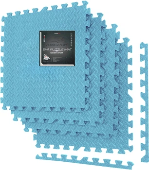 Мат-пазл (ласточкин хвост) PowerPlay PP_4414 EVA Puzzle Mat 120 x 120 x 1.2 cм Голубой (PP_4414_Light_Blue)