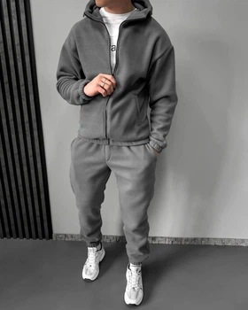 Теплий спортивний чоловічий костюм Casual Fleece L Сірий (RM0221)