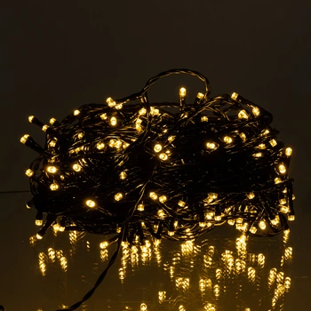Новорічна гірлянда вулична 30 м 300 LED з сонячною батареєю чорний провід Жовтий SB300L30MBY (A-040596)