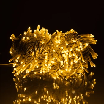 Гирлянда уличная нить 50м 500 LED теплый желтый свет белый провод 8 режимов фасад балкон сад Garlando