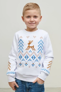 Різдвяний білий світшот для хлопчика Грудень 122 UKRH-6653 UkrGlamour