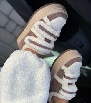Зимние кроссовки Teddy на липучках женские Meideli Темный беж (E3323 beige (40 (25см))