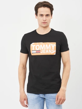 Футболка хлопковая длинная мужская Tommy Jeans 10639.1 M Черная