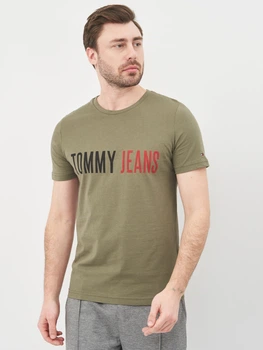 Футболка хлопковая длинная мужская Tommy Jeans 10582.4 S Хаки