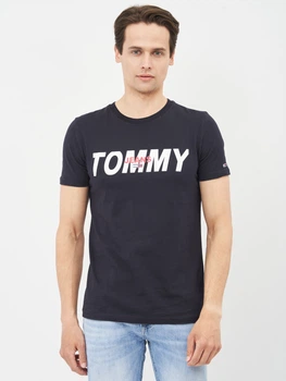 Футболка хлопковая длинная мужская Tommy Jeans 10642.1 M Темно-синяя