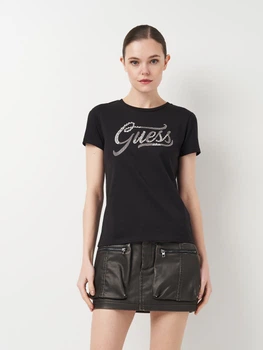 Футболка хлопковая женская Guess 11462.1 M Черная с вышивкой (smt2000000029962)