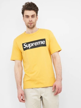Футболка хлопковая длинная мужская Supreme 10699.3 XL Темно-желтая