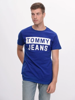 Футболка хлопковая длинная мужская Tommy Jeans 9626.3 S Электрик