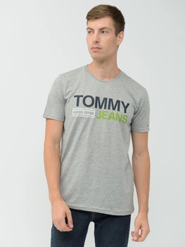 Футболка хлопковая длинная мужская Tommy Jeans 10032.3 S Серая