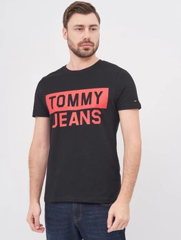 Футболка хлопковая длинная мужская Tommy Jeans 10216.1 M Черная