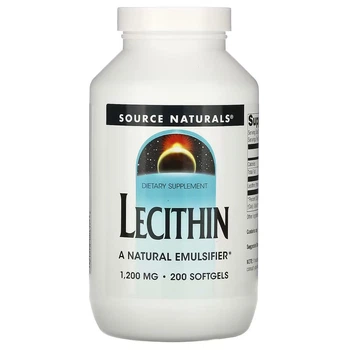 Натуральная добавка Lecithin 1200 mg, 200 капсул Source Naturals 000314550