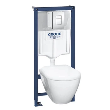 Інсталяція для унітазу Grohe SOLIDO Perfect набір 4в1 з унітазом із сидінням Soft clos, кнопка Skate Cosmopolitan хром (39186000)