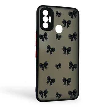 Чехол для телефона Tecno Spark 7 (KF6n) с 3D принтом бантиков с высокими бортами с защитой камеры черный