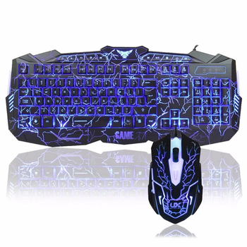 Игровой набор Gaming Combo 2-in-1 мембранная клавиатура с подсветкой + мышка с подсветкой ATLANFA V100L Черный