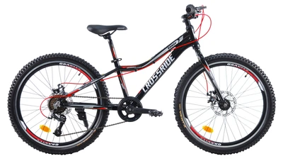 Велосипед горный подростковый Crossride Ramzy 24 дюйма алюминиевый, рама 13" (Черно-красный)