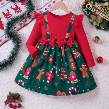 Платье детское Новогодние с бантами на девочку 7-8 лет праздничное платье