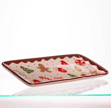 Сервировочное блюдо прямоугольное фарфоровое 34×14 см для закусок Merry Christmas PS-5383