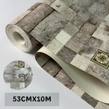 Розовые полуметровые виниловые обои плитка на бумажной основе моющиеся для кухни, коридора 5792-06, 10 м*0,53