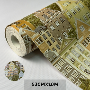 Шпалери вінілові 53 см будиночки 5671-01 Слов'янські шпалери для коридору, кухні, зали, дитячої кімнати