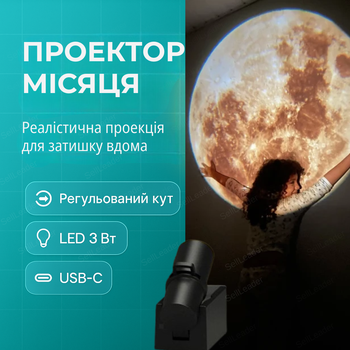 Ночник проектор Луна LED для спальни детской лунный проектор USB-5 ночник светодиодный 3Вт 3м проекция