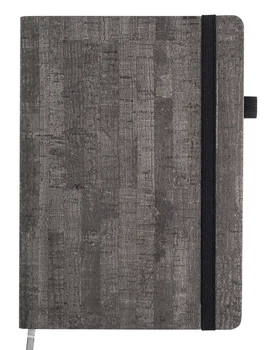 Записная книга блокнот Buromax WOOD A5 96 л клетка иск.кожа серый (BM.295114-09)