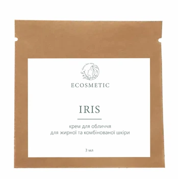 Пробник увлажняющего крема для жирной и комбинированной кожи лица "IRIS" с мочевиной, ниацинамидом, гиалуроновой кислотой, глицерином, витаминами А и E для себорегулирующего, успокаивающего и матирующего эффекта 3 мл (112506-11)