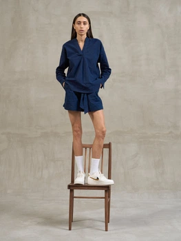 Женская пижама с шортами и рубашкой Leglo Navy - XXL