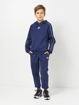 Подростковый теплый спортивный костюм (худи + штаны) для мальчика Nike K Nsw Club Flc Hdy Tracksuit HQ9318-410 L 147-158 см Midnight Navy/Midnight Navy/White/White (198481987917)