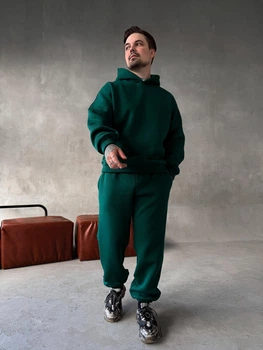 Мужской спортивный костюм теплый UA Basic Oversize L зеленый