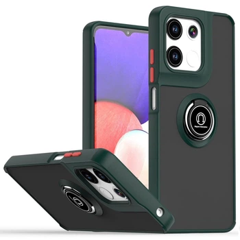 Чехол Fiji Colorframe для Motorola G15 / G15 Power матовый бампер с кольцом подставкой Green