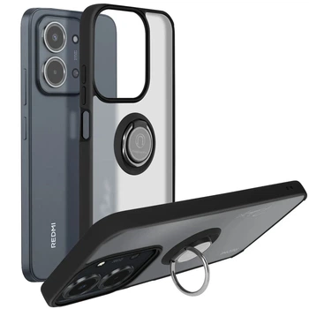 Чехол Fiji Colorframe для Poco C85 матовый бампер с кольцом подставкой Black