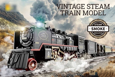 Дитяча залізниця з парою підсвічуванням і звуковими ефектами Vintage Steam Train 92,5 х 137.5 см Вид 3