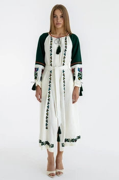 Жіноча лляна сукня-вишиванка Folk Moda M Молочний (zh1601-288911142)