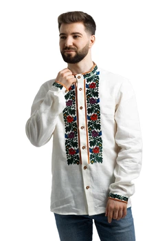 Вишиванка чоловіча із лляного полотна Folk Moda 2XL Молочний (ch1702-288511158)