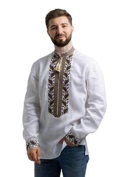 Вишиванка чоловіча із лляного полотна Folk Moda XL Білий (dub-252511152)
