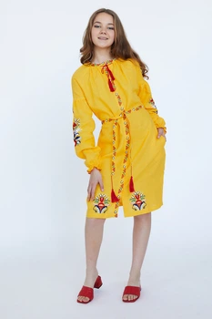 Дитяча сукня-вишиванка для дівчинки Сона Folk Moda 116 Жовтий (sona-zhovta-254811167)