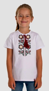 Дитяча футболка-вишиванка для дівчинки Folk Moda 122 Білий (6019-285811171)