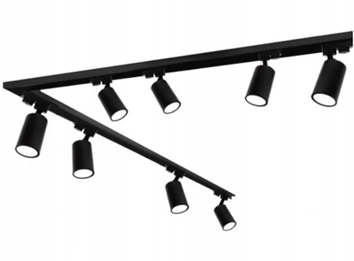 Стельовий світильник Bergs GU10 (511T3-400-8GU10 Black) 8 шт + 2 шт Шина 511T-TR-200 + з’єднувач кутовий (трековий комплект)