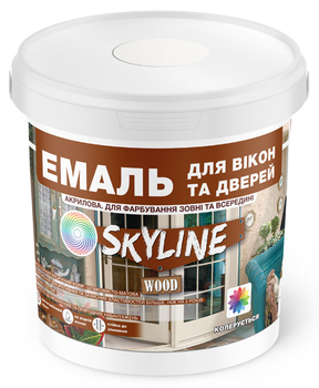 Емаль акрилова SKYLINE для вікон та дверей, біла шовковисто-матова 0,4 л