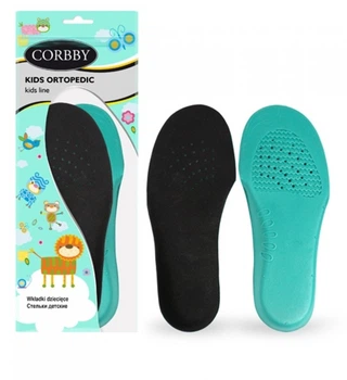 Детские ортопедические стельки с супинатором Corbby Kids Ortopedic, профилированные, р. 29/30/31, чёрные