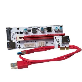 Райзер T-Riser PCI-E 1x to 16x 60cm v.08 6-pin/Molex/Sata White Б/у