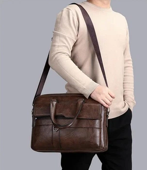 Мужская деловая сумка-портфель для ноутбука 0027-3/1108 Brown