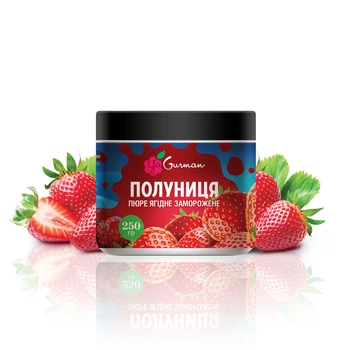 Клубника, пюре замороженное без сахара YaGurman, 250г